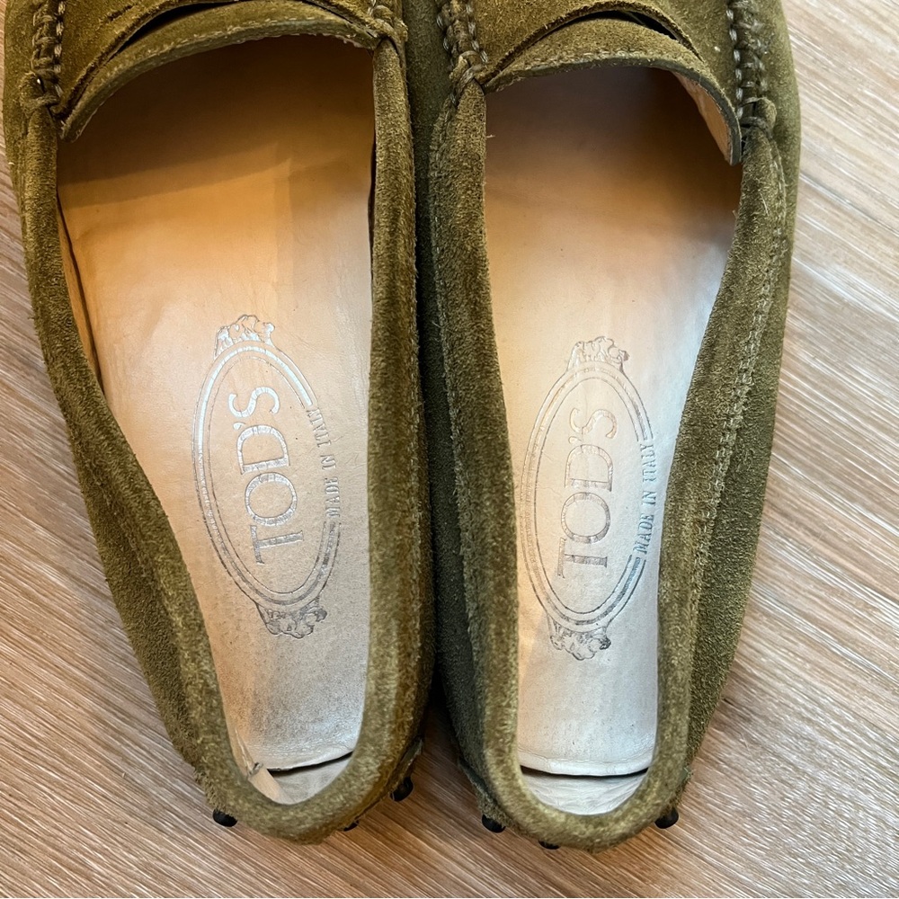 Tod’s Olive Green Suede Driving Loafers Size 6.5 / EU 36.5 shoes - Picture 5 of 9
